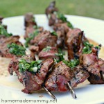 Grilled Chicken Liver Skewers with Lemon Butter Sauce